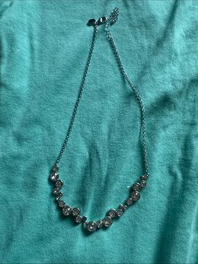 TC Silver Tone Crystal Station Necklace